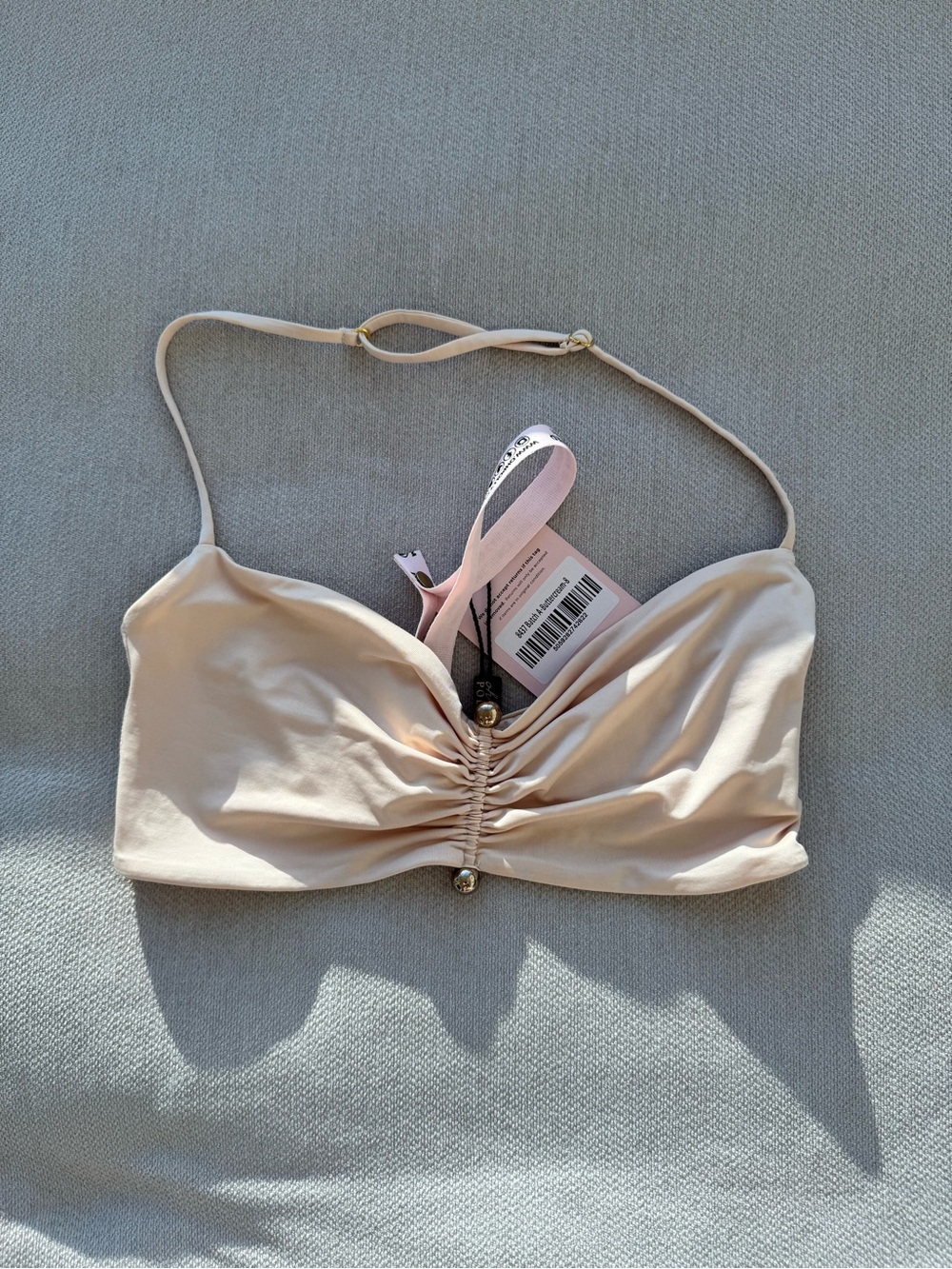 Oh Polly Ruched Bandeau Top in Nude
